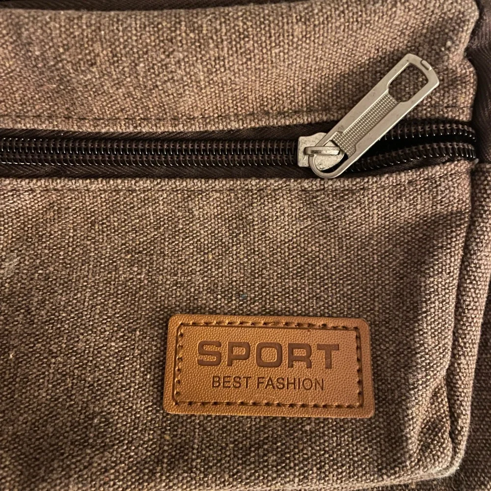 Cotton Canvas Crossbody Bag Sport (Sz  10x8”) Brown